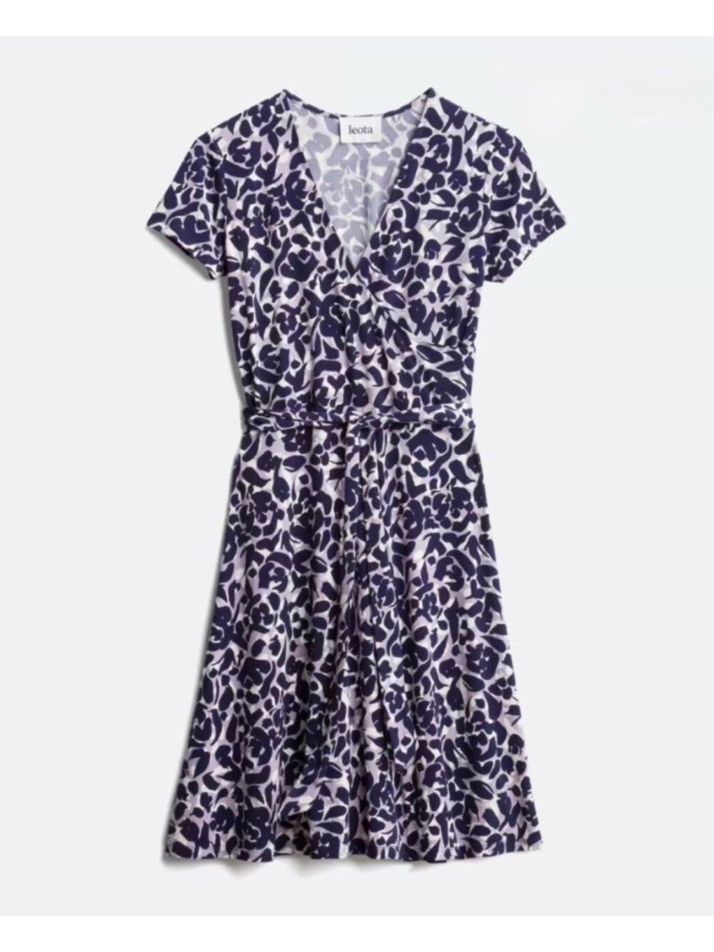 Leota Stitch Fix - Navy & Purple Floral Faux Wrap Knit Midi Dress - Large